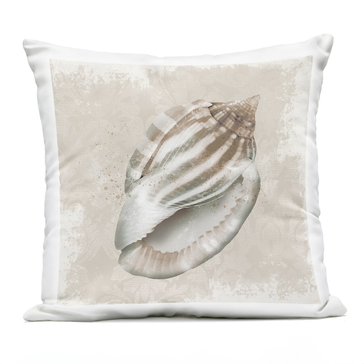 Stupell Industries Conch Shell over Vintage Pattern Outdoor Printed Pillow, design by Conrad Knutsen, 18 x 7 x 18